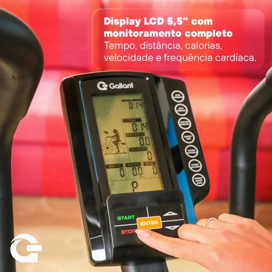 Painel LCD de 5,5 polegadas da air bike Gallant com tempo, distância, calorias e frequência cardíaca
