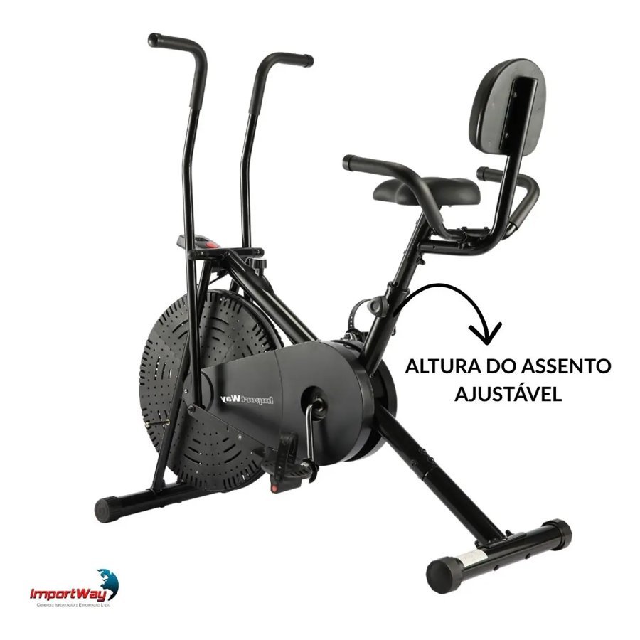 Air bike Importway com indicação de altura de assento ajustável