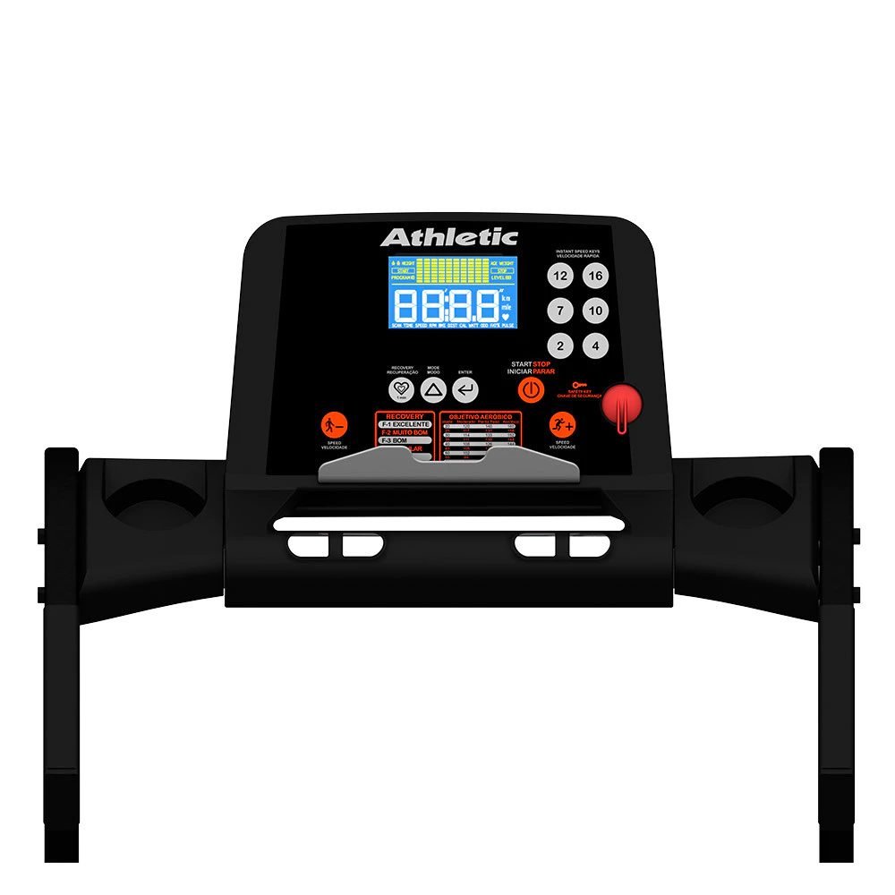 Esteira Athletic Racer 16km/h — painel de controle