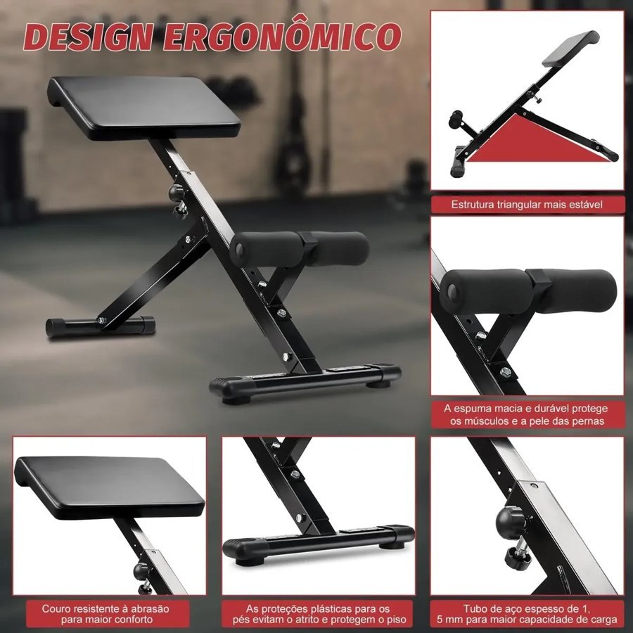 Banco romano Realsunny com infográfico do design ergonômico e da estrutura triangular