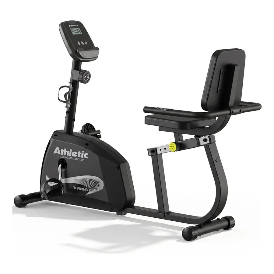 Bicicleta ergométrica horizontal Athletic Training preta, vista lateral