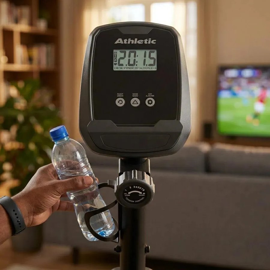 Detalhe do pedal com correia da bicicleta Athletic Training