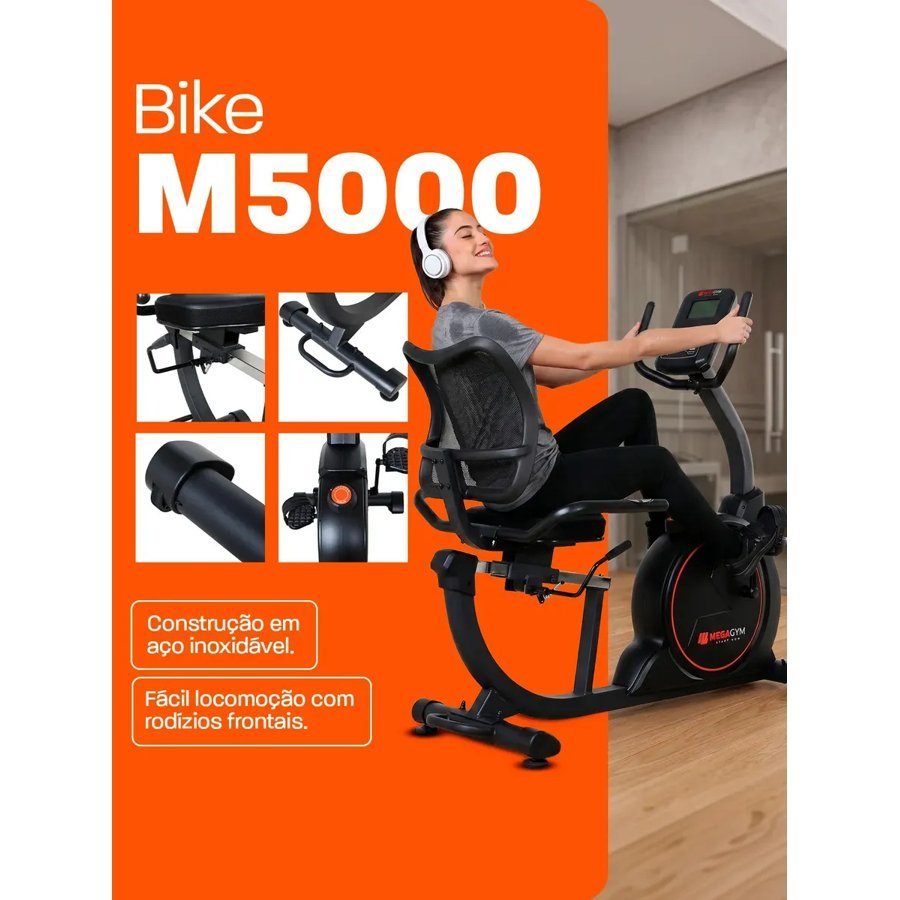 Medidas e peso máximo da MegaGym Soft Ride 5000 em infográfico do anúncio