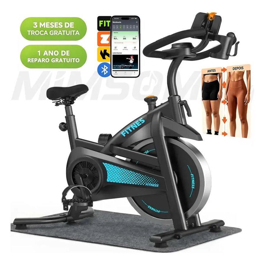 Bicicleta ergométrica spinning Mimsom DNP6S em vista frontal