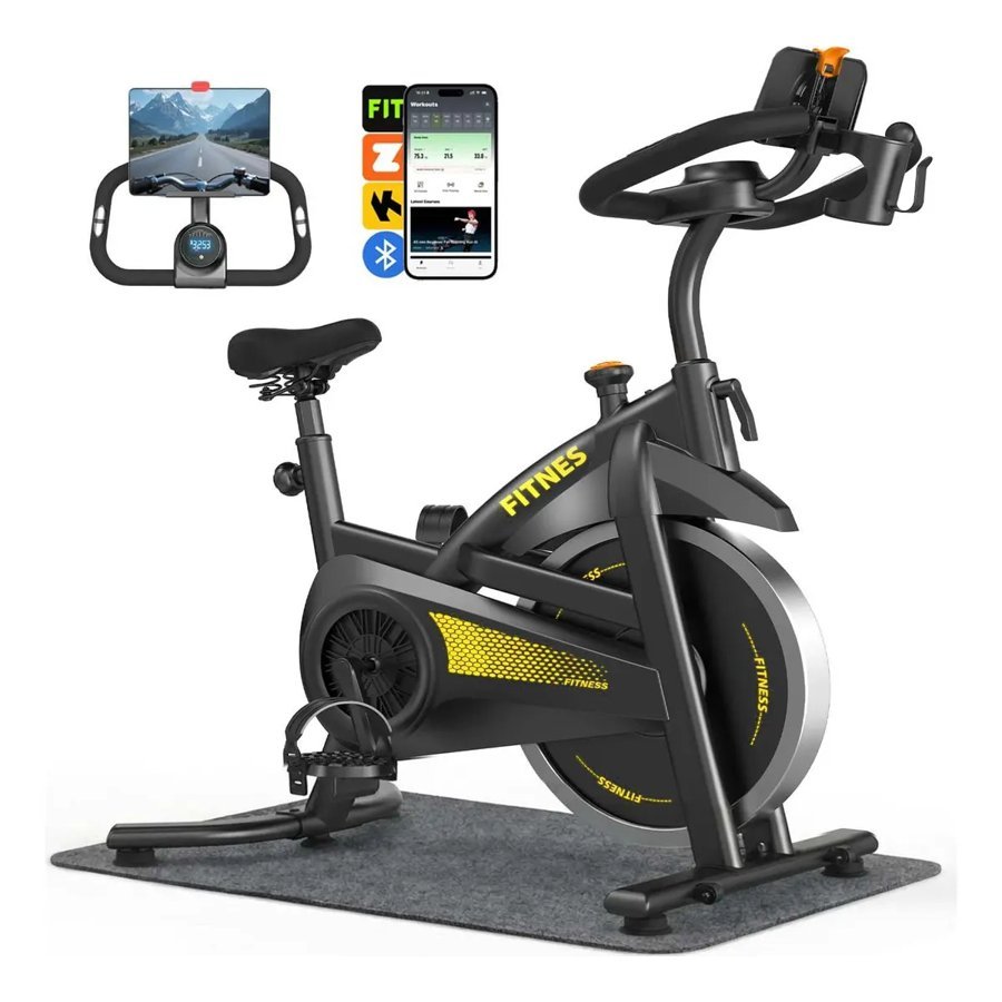Bicicleta ergométrica spinning Rmira em vista lateral
