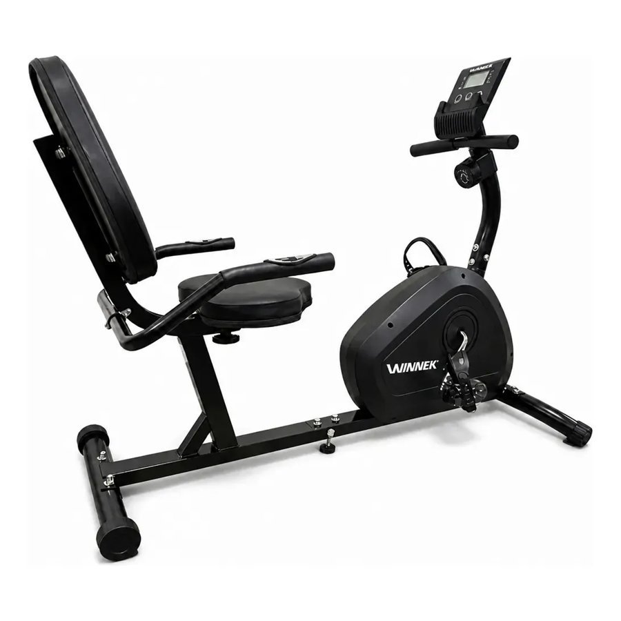 Bicicleta ergométrica horizontal Winnek em vista lateral