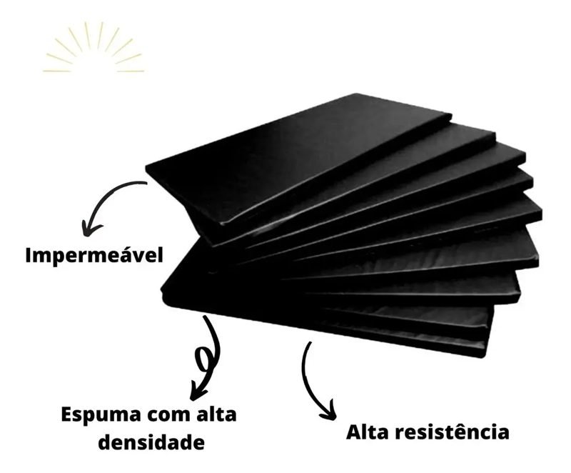 Colchonete de academia preto impermeável com espuma de alta densidade