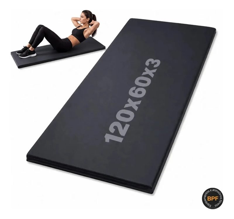 Colchonete de academia BPF 120 x 60 preto com acessório para abdominal