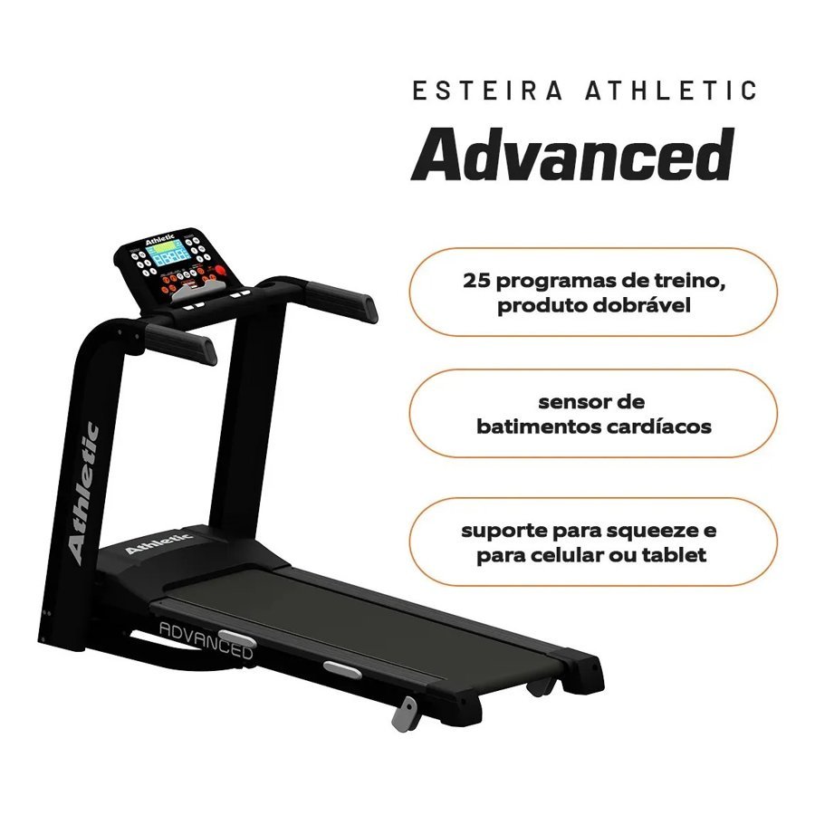 Esteira Athletic Advanced com 25 programas de treino