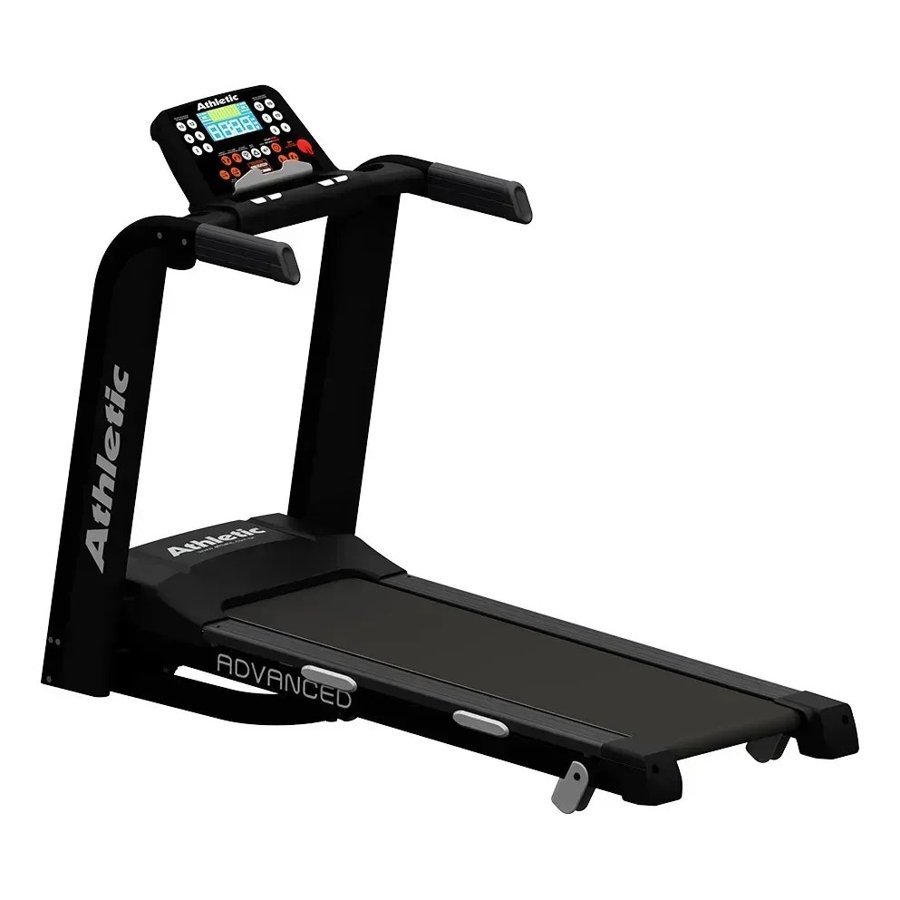 Esteira Athletic Advanced preta vista em perspectiva