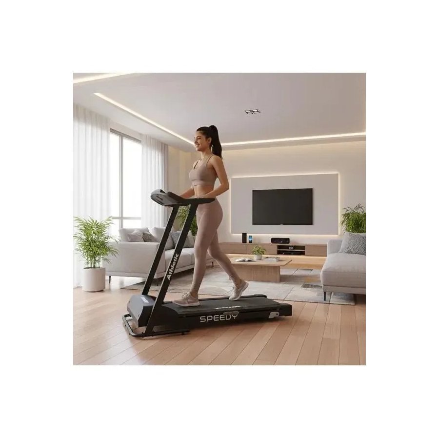 Mulher caminhando em uma esteira Athletic Speedy na sala