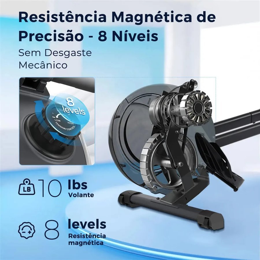 Resistência magnética de 8 níveis do remo indoor Mopower