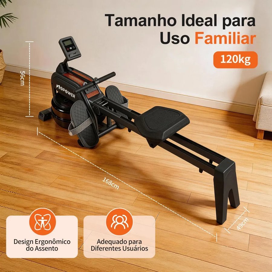 Medidas do remo indoor de água Python Fly