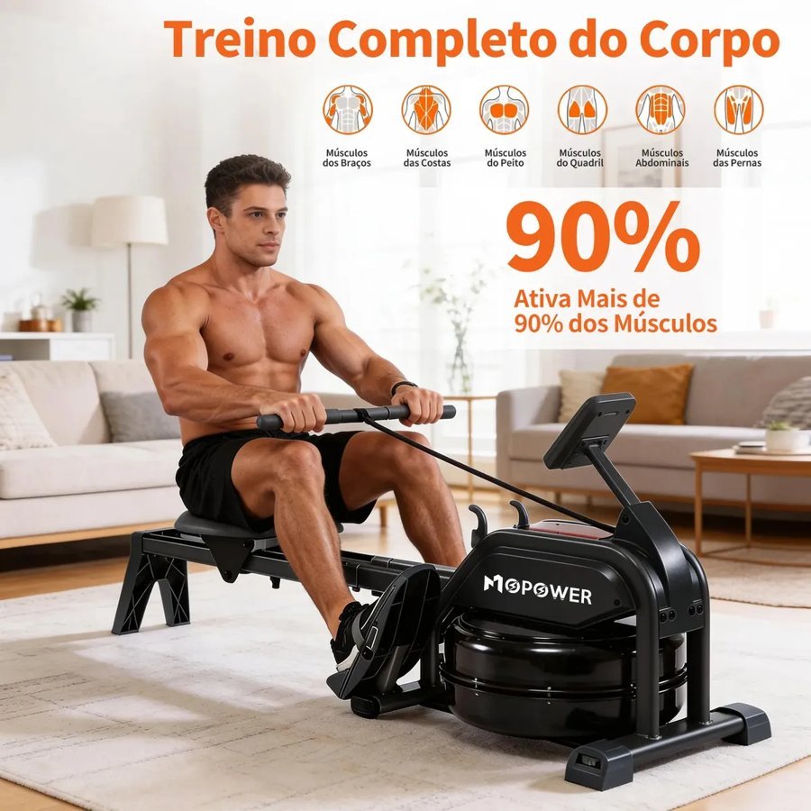 Treino completo do corpo no remo indoor de água