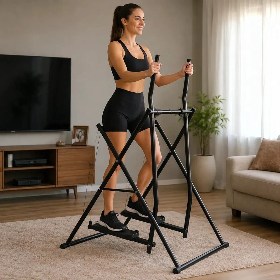 Mulher treinando em uma sala com o simulador de caminhada Athlenix