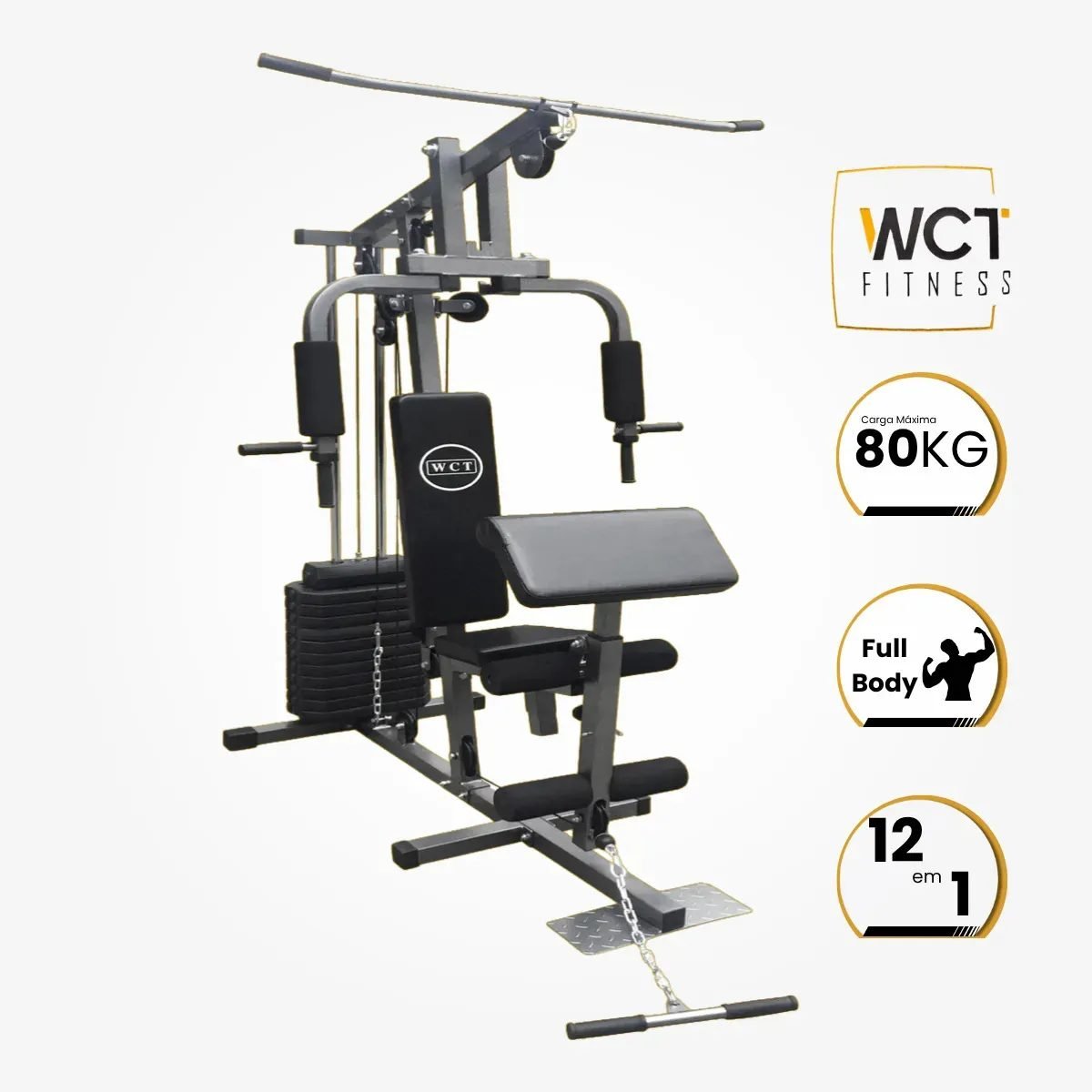 Estação de musculação WCT Fitness 80 kg &mdash; banco e pilha de pesos